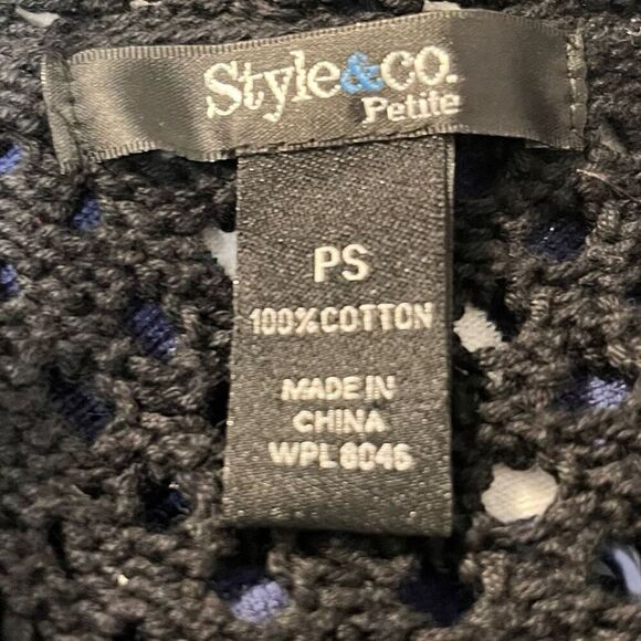 Style & Co Petite Cropped Black Knit Sweater   Sz PS   EUC - Picture 3 of 4